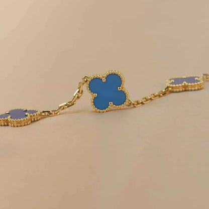 [Legend]LUCKY CLOVER 5-MOTIF BRACELET - BLUE AGATE COLLECTION