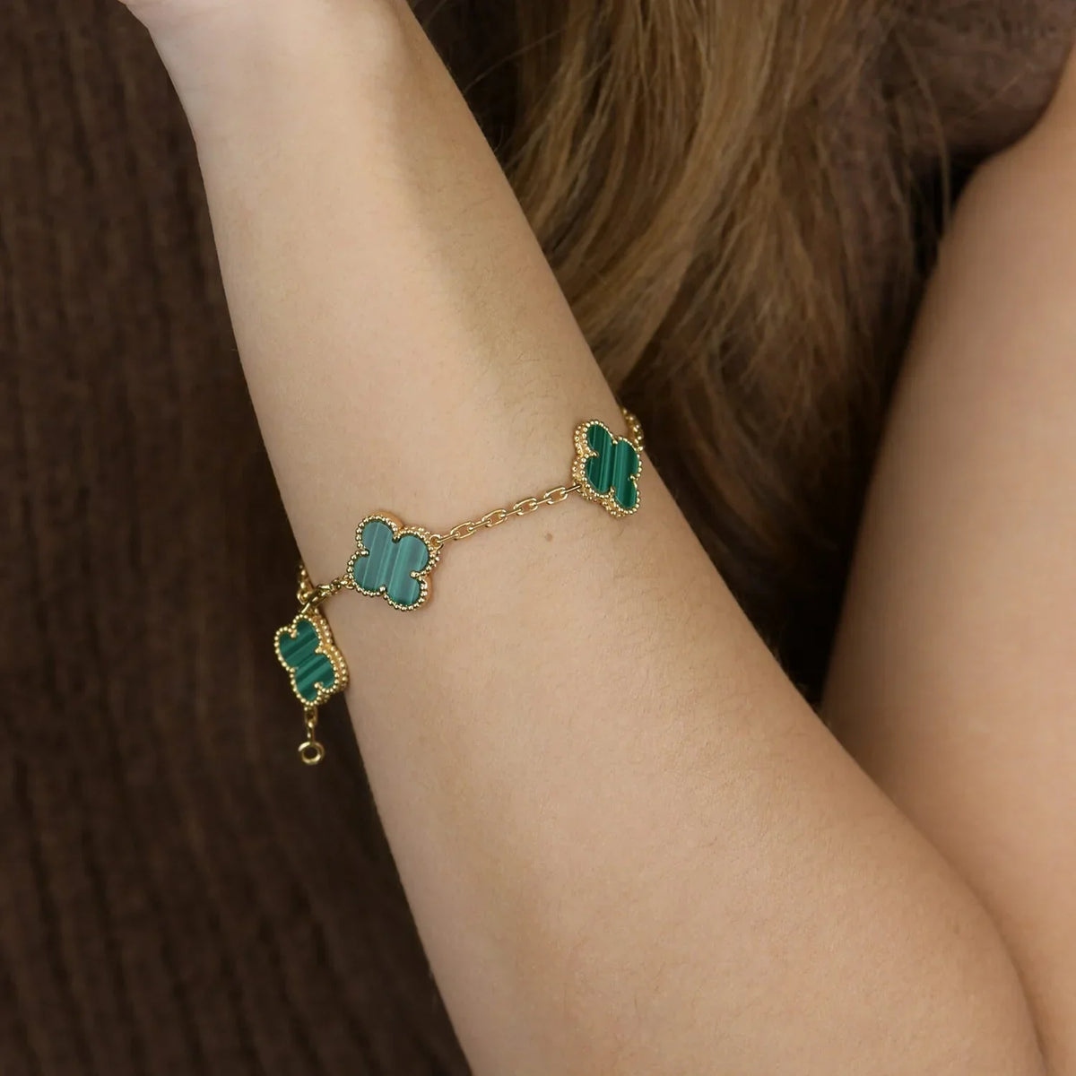 [Legend]LUCKY CLOVER 5-MOTIF BRACELET - MALACHITE COLLECTION