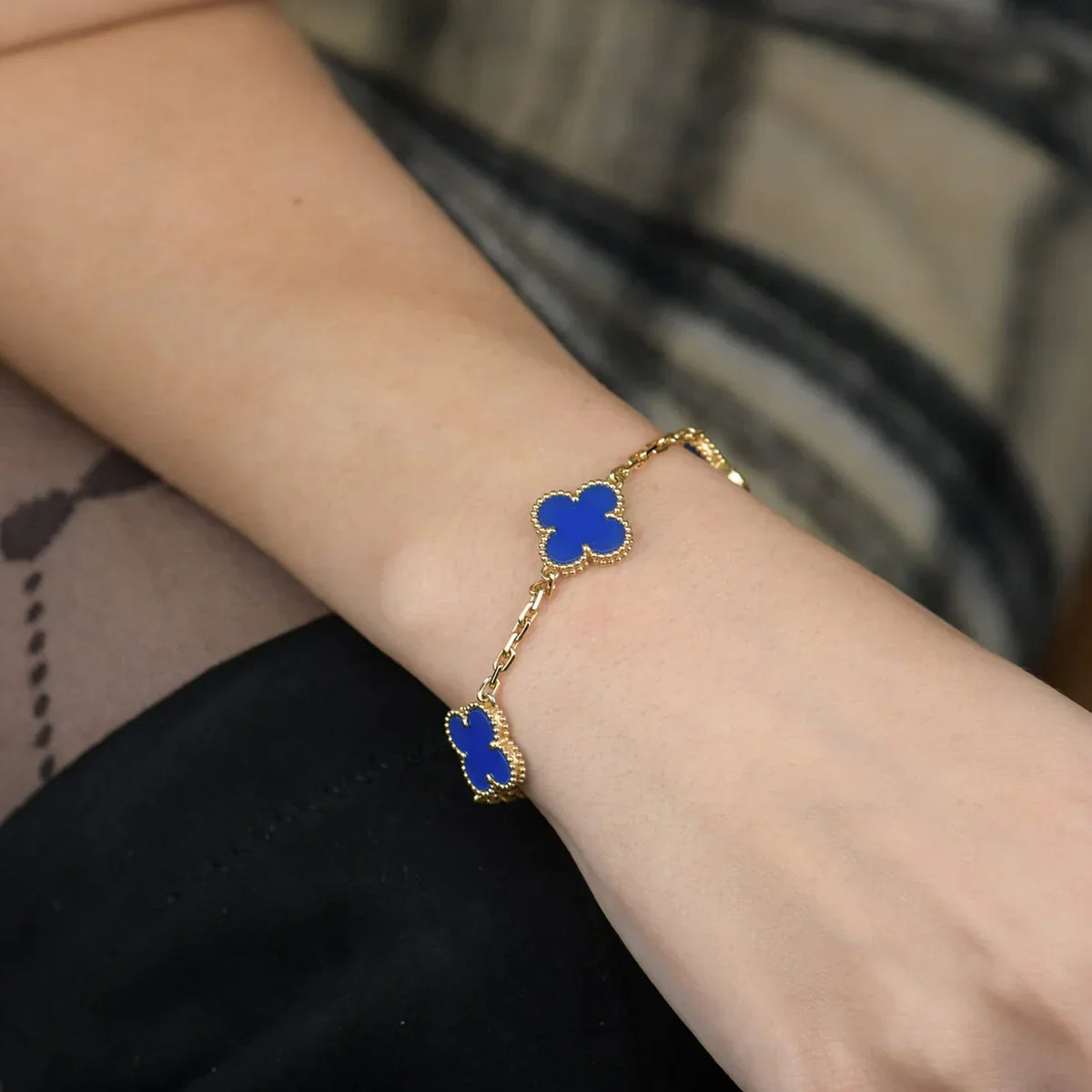 [Legend]LUCKY CLOVER 5-MOTIF BRACELET - BLUE AGATE COLLECTION