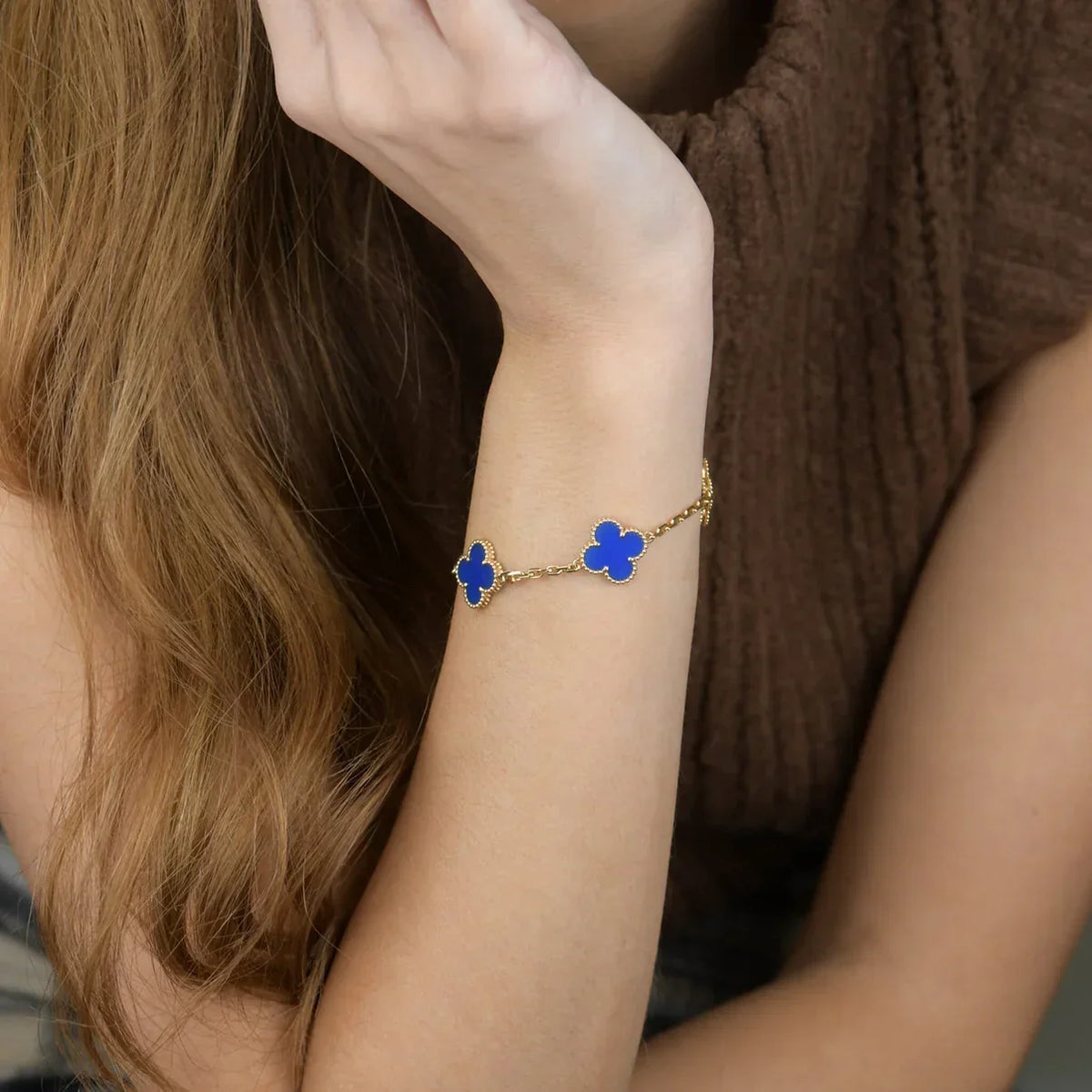 [Legend]LUCKY CLOVER 5-MOTIF BRACELET - BLUE AGATE COLLECTION