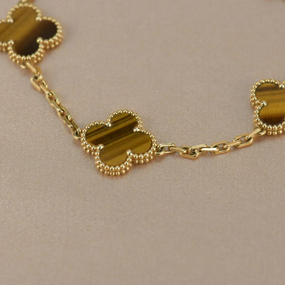 [Legend]LUCKY CLOVER 5-MOTIF BRACELET -  TIGER’S EYE COLLECTION