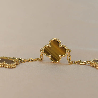 [Legend]LUCKY CLOVER 5-MOTIF BRACELET -  TIGER’S EYE COLLECTION