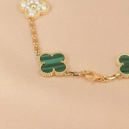 [Legend]LUCKY CLOVER 5-MOTIF BRACELET - MALACHITE COLLECTION
