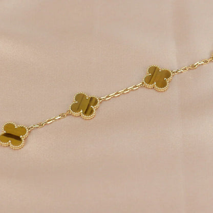 [Legend]LUCKY CLOVER 5-MOTIF BRACELET -  TIGER’S EYE COLLECTION