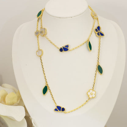 [Legend]LUCKY SPRING BUTTERFLY & FLOWER STATEMENT NECKLACE - 15-MOTIF FLORAL DESIGN