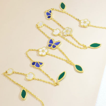 [Legend]LUCKY SPRING BUTTERFLY & FLOWER STATEMENT NECKLACE - 15-MOTIF FLORAL DESIGN