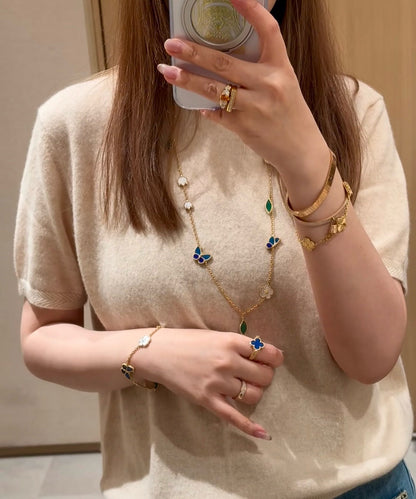 [Legend]LUCKY SPRING BUTTERFLY & FLOWER STATEMENT NECKLACE - 15-MOTIF FLORAL DESIGN