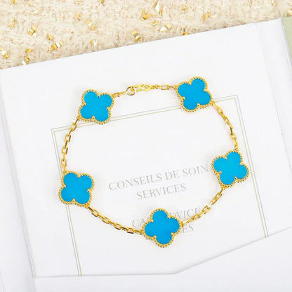 [Legend]LUCKY CLOVER 5-MOTIF BRACELET - TURQUOISE COLLECTION