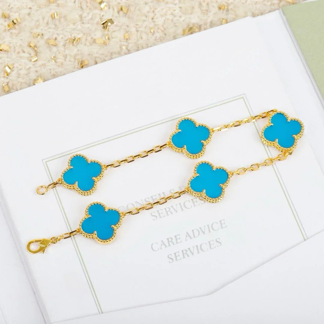 [Legend]LUCKY CLOVER 5-MOTIF BRACELET - TURQUOISE COLLECTION