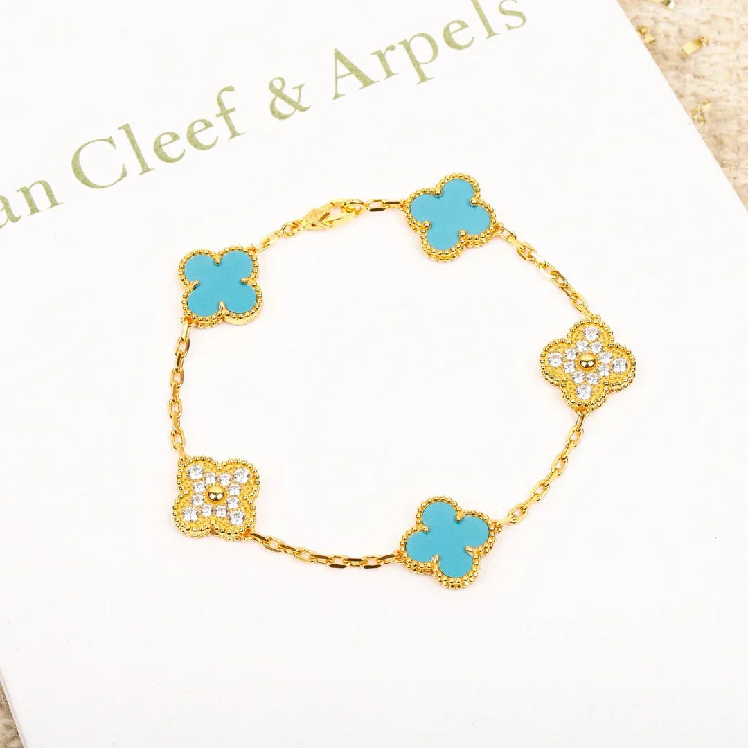[Legend]LUCKY CLOVER 5-MOTIF BRACELET - TURQUOISE COLLECTION