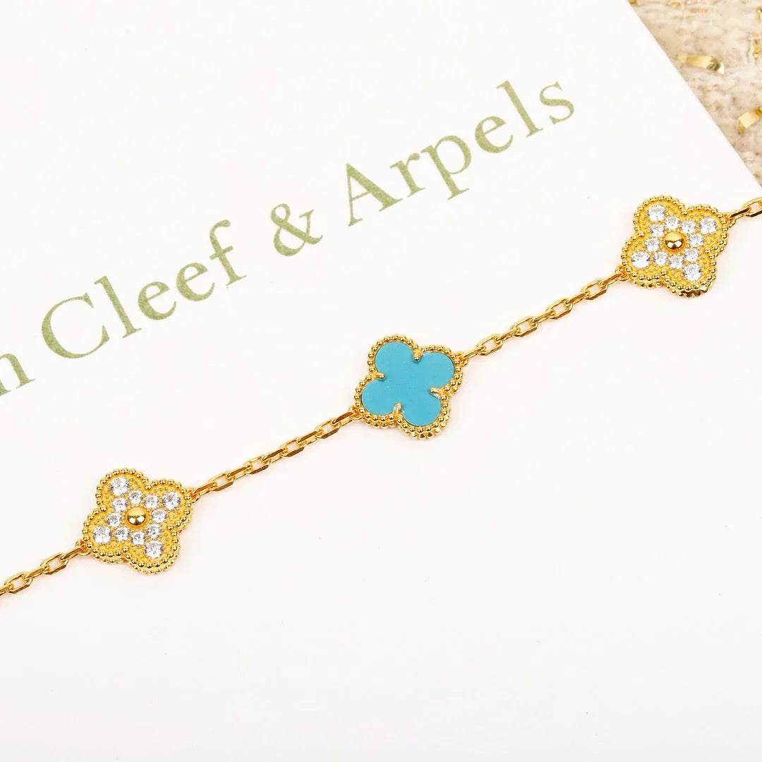 [Legend]LUCKY CLOVER 5-MOTIF BRACELET - TURQUOISE COLLECTION
