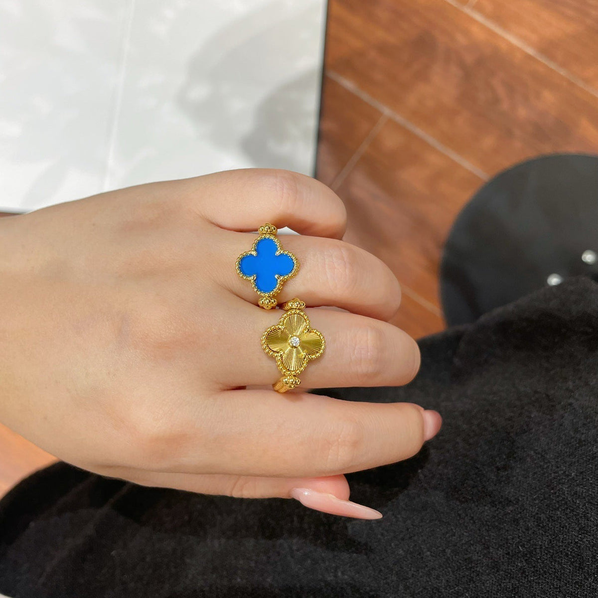 [Legend]LUCKY CLOVER GOLD REVERSIBLE RING