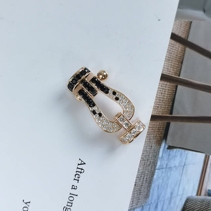 [Legend]FORCE LARGE HORSESHOE BLACK & WHITE DIAMOND BRACELET - ROSE GOLD