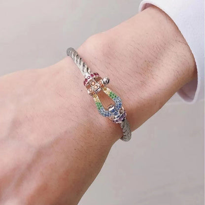 [Legend]FORCE LARGE HORSESHOE COLORED DIAMOND BRACELET - WHITE GOLD