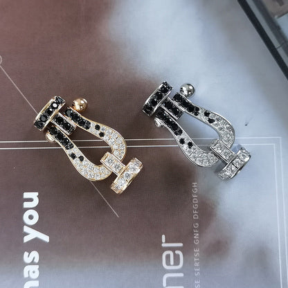 [Legend]FORCE LARGE HORSESHOE BLACK & WHITE DIAMOND BRACELET - WHITE GOLD