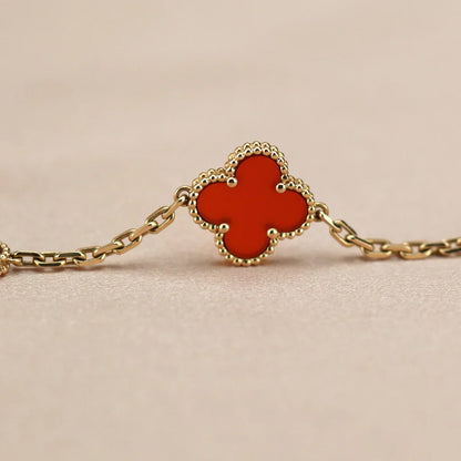 [Legend]LUCKY CLOVER 5-MOTIF BRACELET - RED CARNELIAN COLLECTION