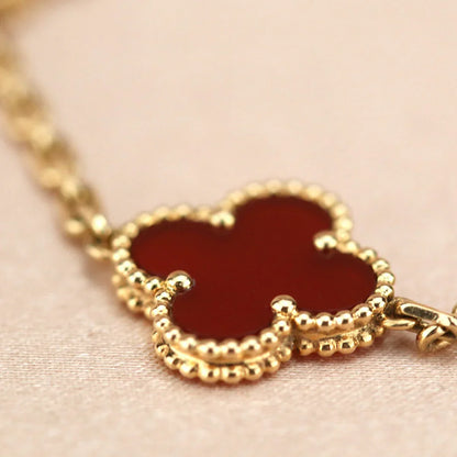 [Legend]LUCKY CLOVER 5-MOTIF BRACELET - RED CARNELIAN COLLECTION