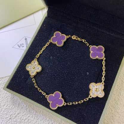 [Legend]LUCKY CLOVER 5-MOTIF BRACELET - VIOLET COLLECTION