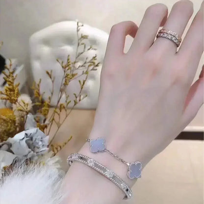 [Legend]LUCKY CLOVER 5-MOTIF BRACELET - PURPLE CHALCEDONY COLLECTION