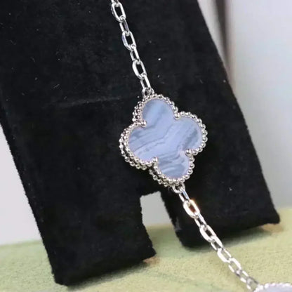 [Legend]LUCKY CLOVER 5-MOTIF BRACELET - PURPLE CHALCEDONY COLLECTION