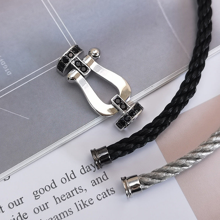 [Legend]FORCE LARGE HORSESHOE BLACK DIAMOND BRACELET - WHITE GOLD