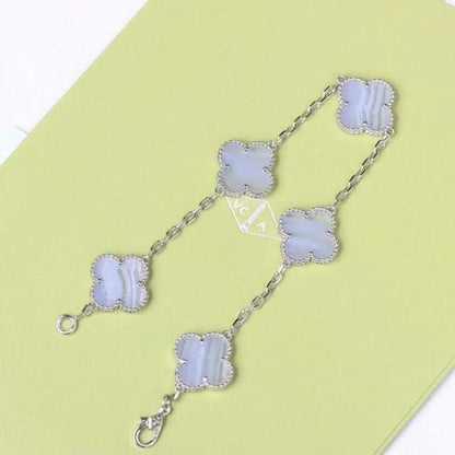 [Legend]LUCKY CLOVER 5-MOTIF BRACELET - PURPLE CHALCEDONY COLLECTION