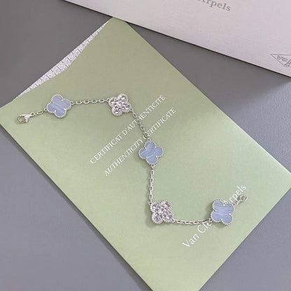 [Legend]LUCKY CLOVER 5-MOTIF BRACELET - PURPLE CHALCEDONY COLLECTION
