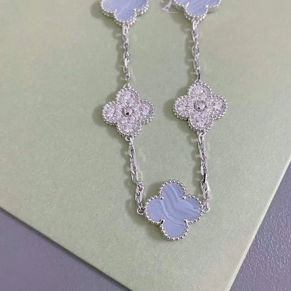 [Legend]LUCKY CLOVER 5-MOTIF BRACELET - PURPLE CHALCEDONY COLLECTION