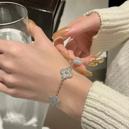 [Legend]LUCKY CLOVER 5-MOTIF BRACELET - PURPLE CHALCEDONY COLLECTION