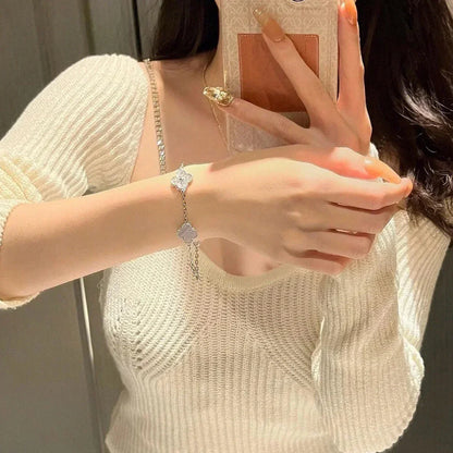 [Legend]LUCKY CLOVER 5-MOTIF BRACELET - PURPLE CHALCEDONY COLLECTION