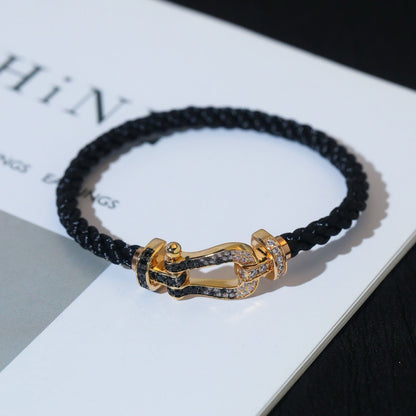 [Legend]FORCE LARGE HORSESHOE BLACK & WHITE DIAMOND BRACELET - ROSE GOLD