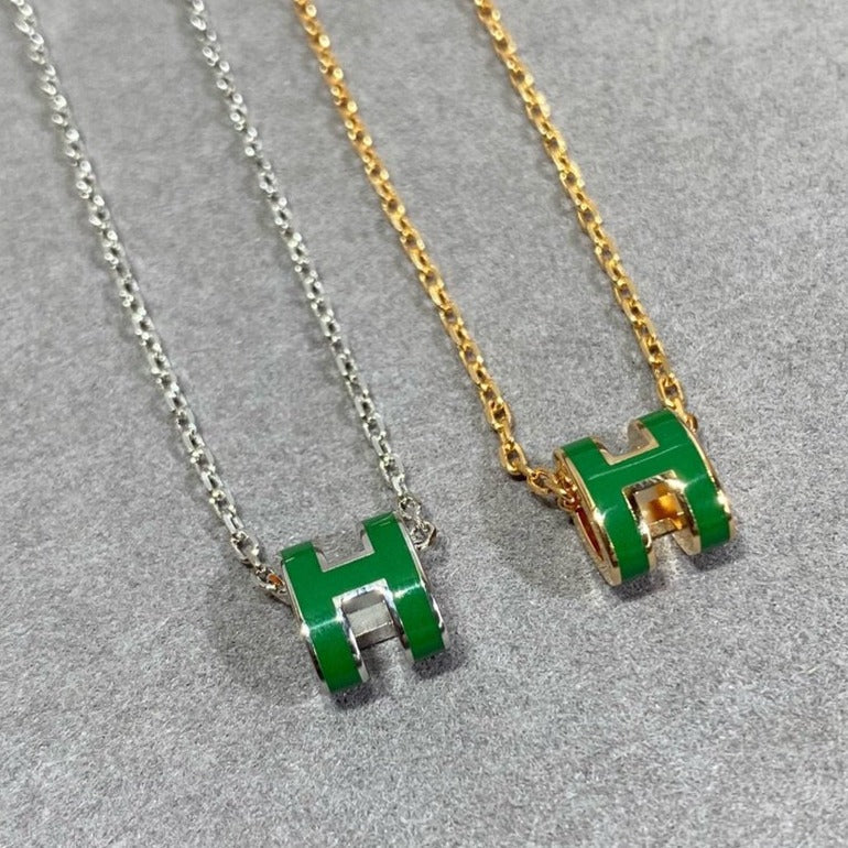 [Legend]POP H GREEN NECKLACE SILVER AND GOLD