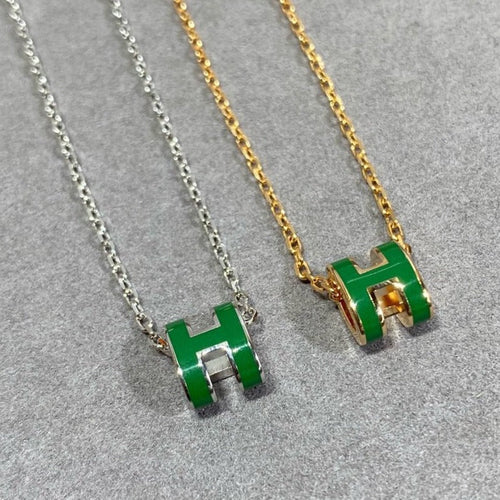 [Legend]POP H GREEN NECKLACE SILVER AND GOLD