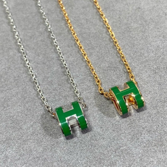 [Legend]POP H GREEN NECKLACE SILVER AND GOLD