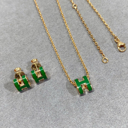 [Legend]POP H GREEN NECKLACE SILVER AND GOLD