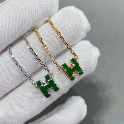 [Legend]POP H GREEN NECKLACE SILVER AND GOLD