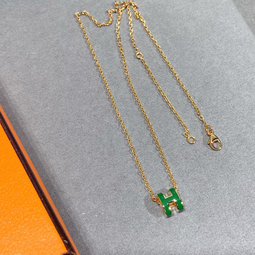 [Legend]POP H GREEN NECKLACE SILVER AND GOLD