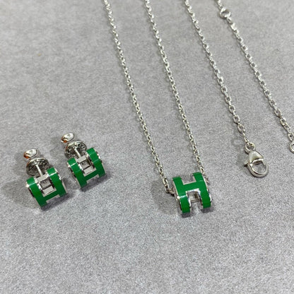 [Legend]POP H GREEN NECKLACE SILVER AND GOLD