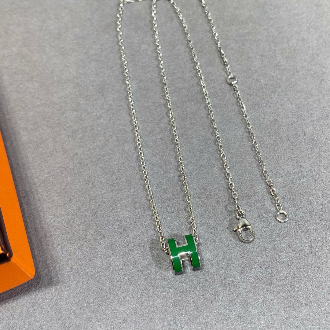 [Legend]POP H GREEN NECKLACE SILVER AND GOLD