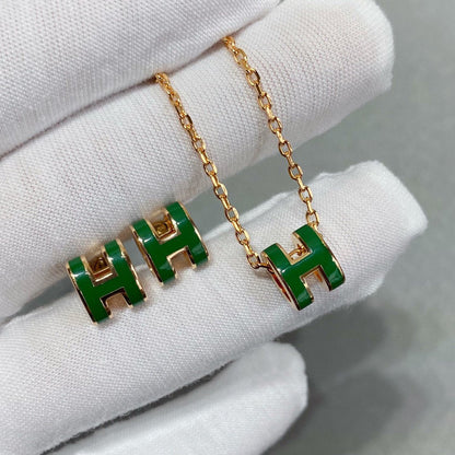 [Legend]POP H GREEN NECKLACE SILVER AND GOLD