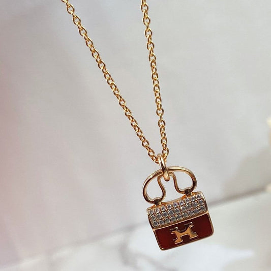 [Legend]CONSTANCE RED PEDANT ROSE GOLD NECKLACE