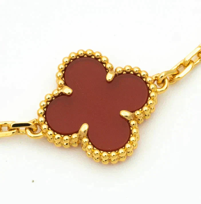 [Legend]LUCKY CLOVER 5-MOTIF BRACELET - RED CARNELIAN COLLECTION