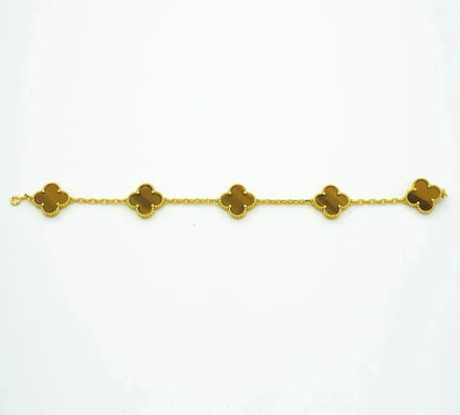 [Legend]LUCKY CLOVER 5-MOTIF BRACELET -  TIGER’S EYE COLLECTION