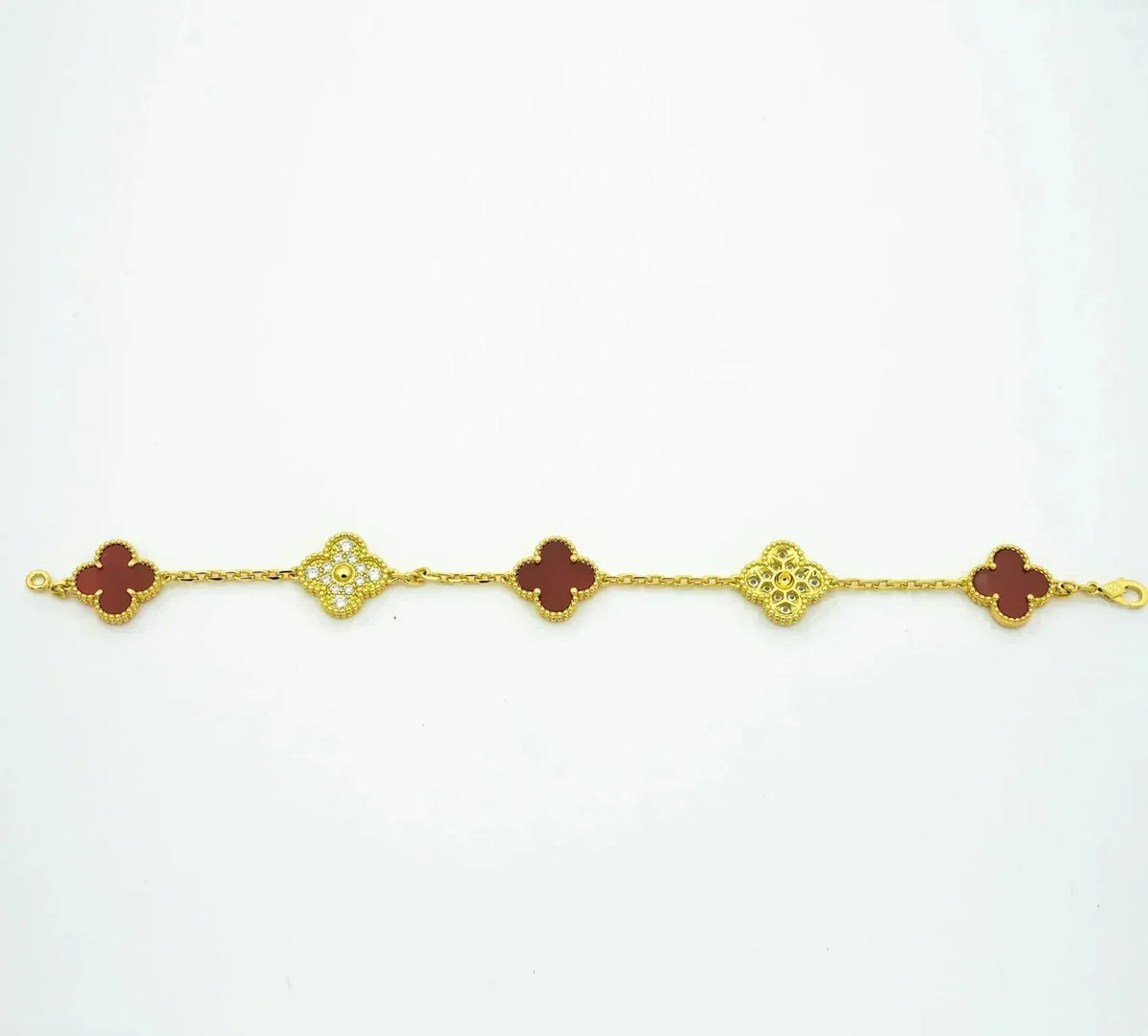 [Legend]LUCKY CLOVER 5-MOTIF BRACELET - RED CARNELIAN COLLECTION