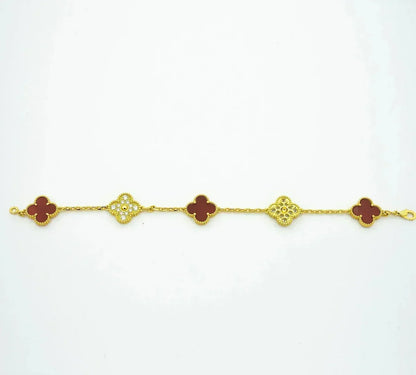 [Legend]LUCKY CLOVER 5-MOTIF BRACELET - RED CARNELIAN COLLECTION