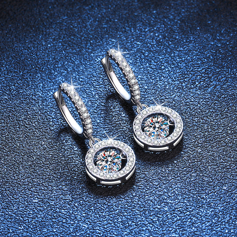 [Legend]DANCING MOISSANITE HALO DROP HOOP EARRINGS