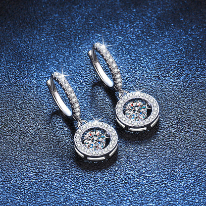 [Legend]DANCING MOISSANITE HALO DROP HOOP EARRINGS