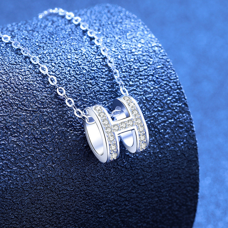 [Legend]FULL-PAVE "H" MOISSANITE PENDANT NECKLACE