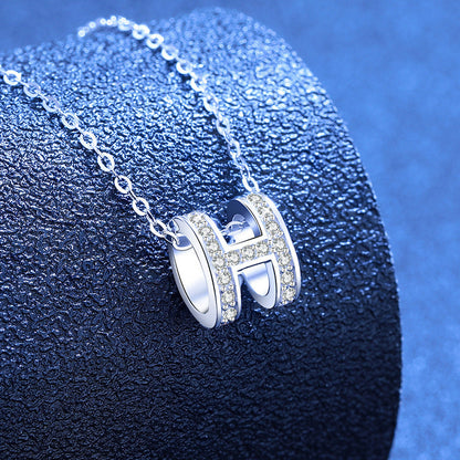 [Legend]FULL-PAVE "H" MOISSANITE PENDANT NECKLACE