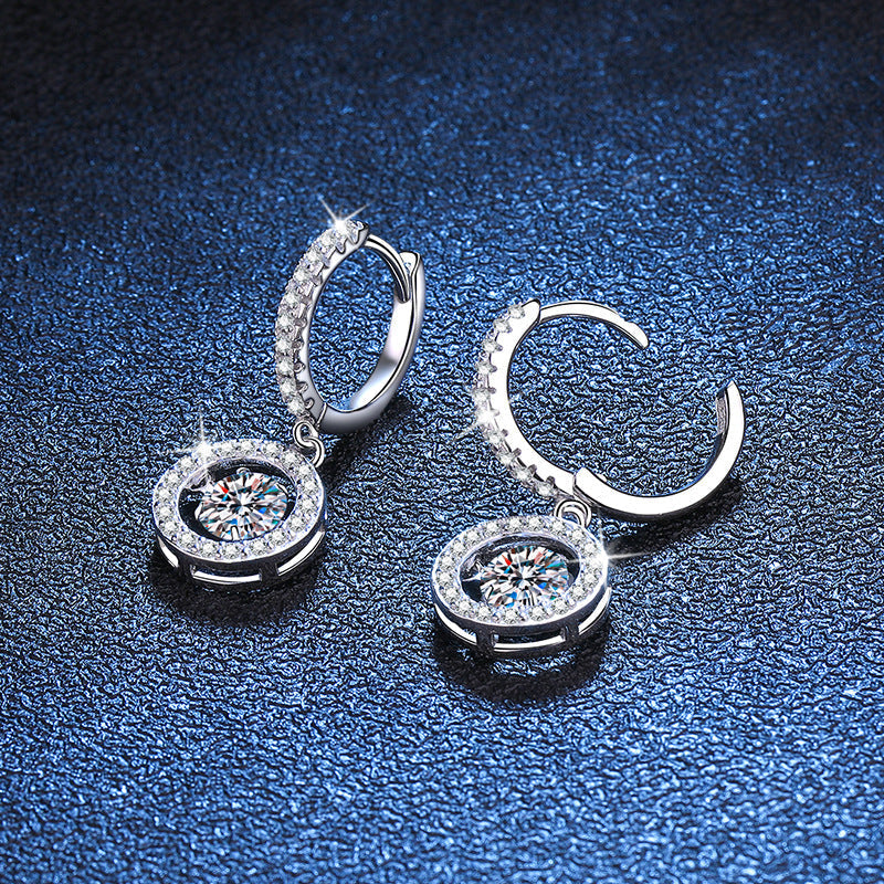 [Legend]DANCING MOISSANITE HALO DROP HOOP EARRINGS